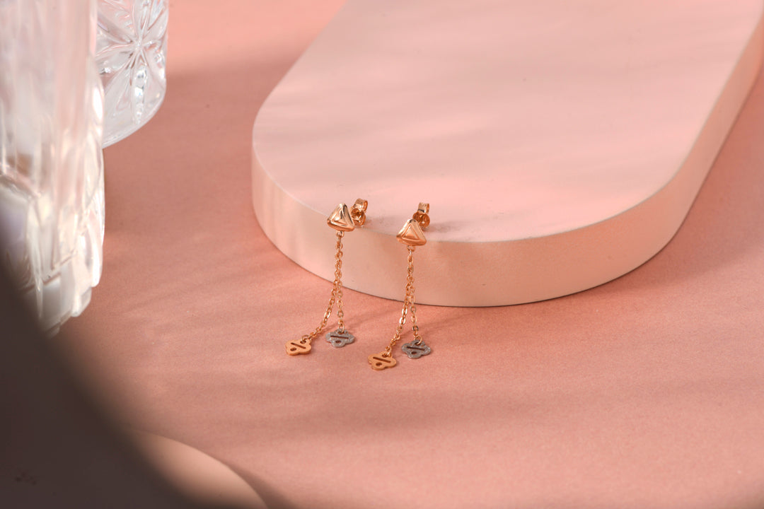 Rosé Link Drops & Dangler Gold Earring