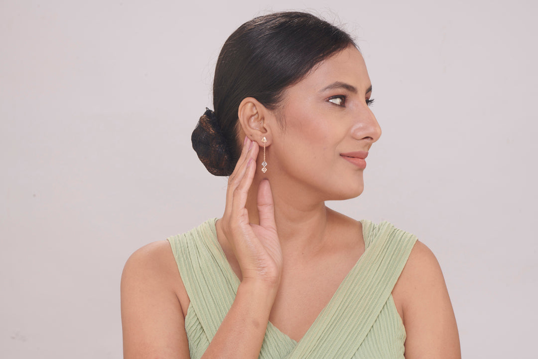 Rosé Link Drops & Dangler Gold Earring