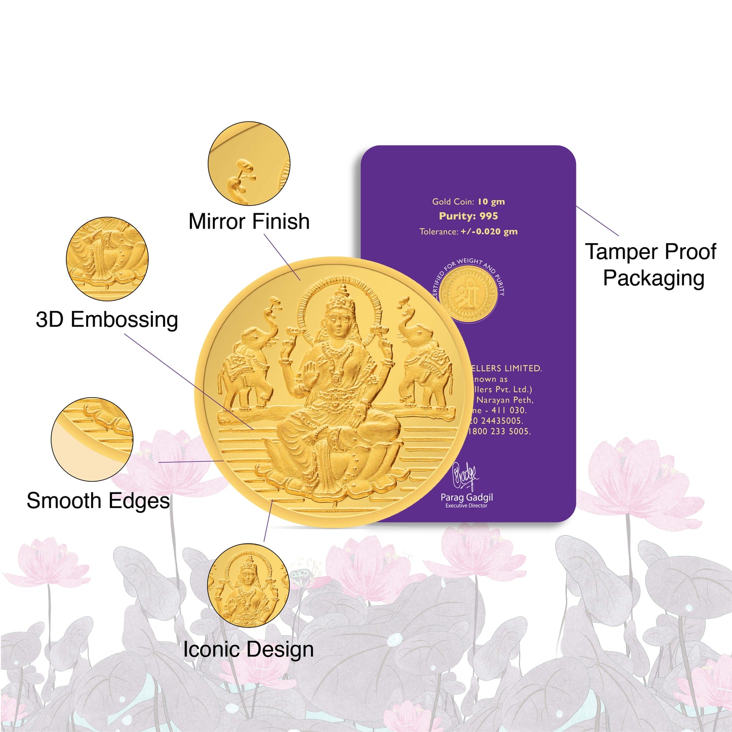 1 gram 24 kt (995) laxmi shree gold coin