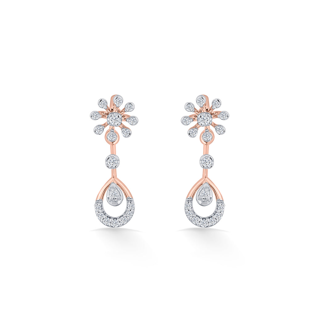 orchid drip rose gold dangler earring for women