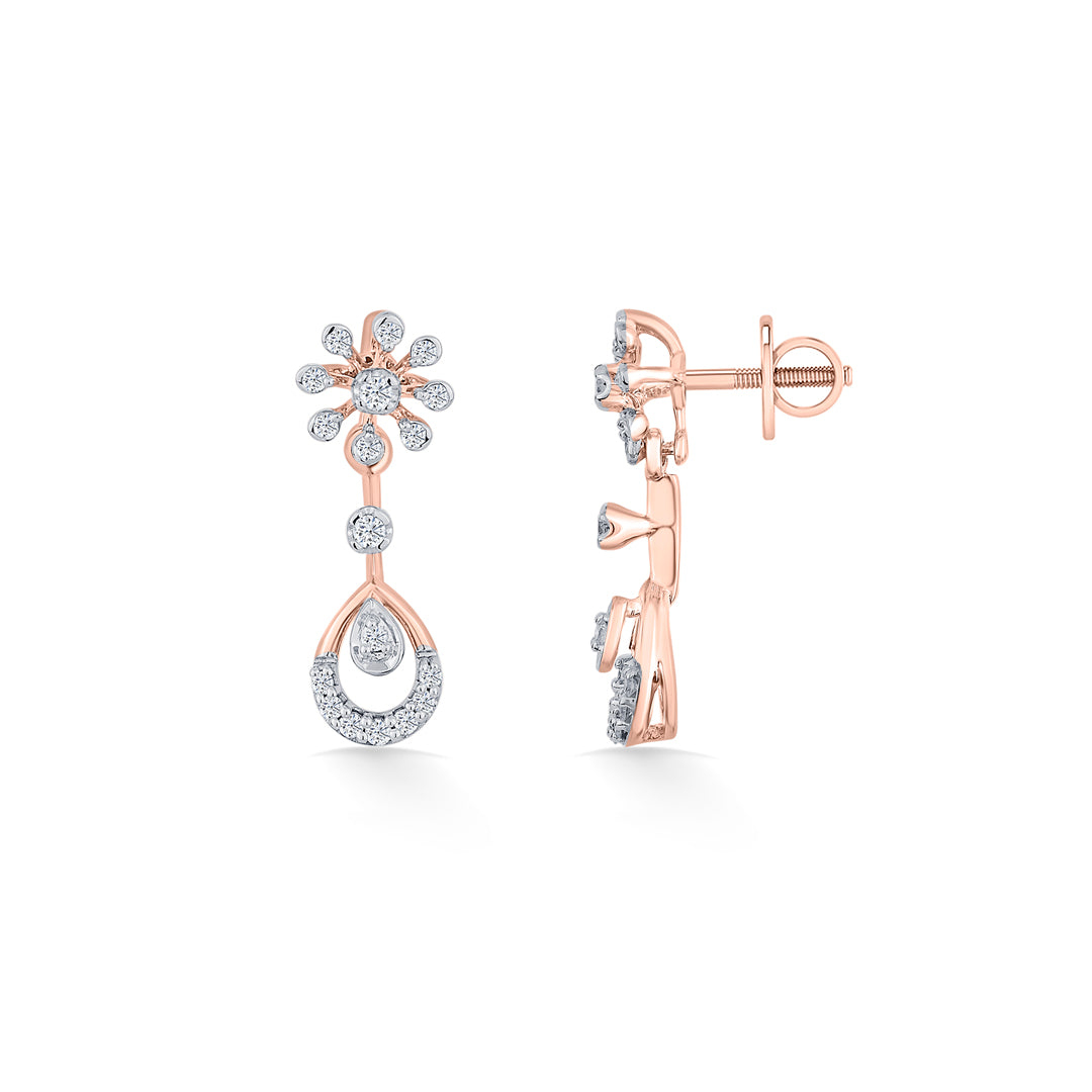 orchid drip rose gold dangler earring for woman