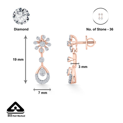 Orchid Drip Rose Gold Dangler Earring for Woman