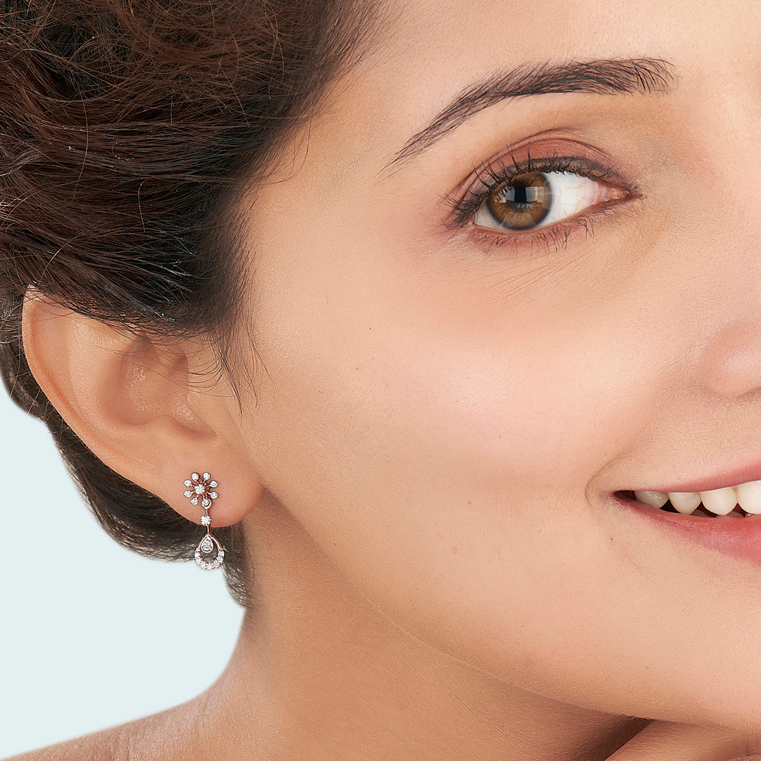 orchid drip rose gold dangler earring for woman