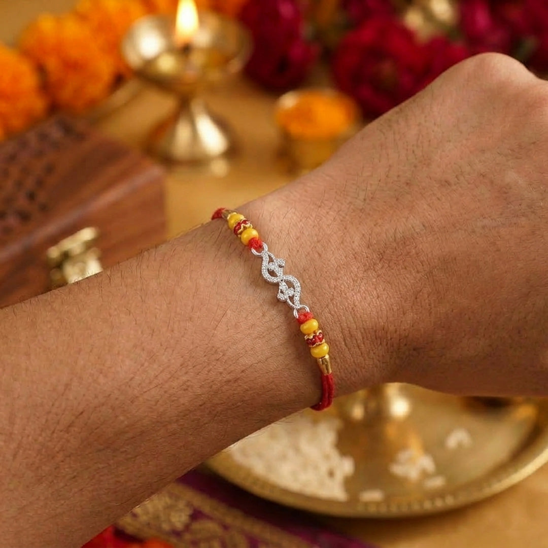 PNG Jewellers Silver Bond Infinity Rakhi For Men's