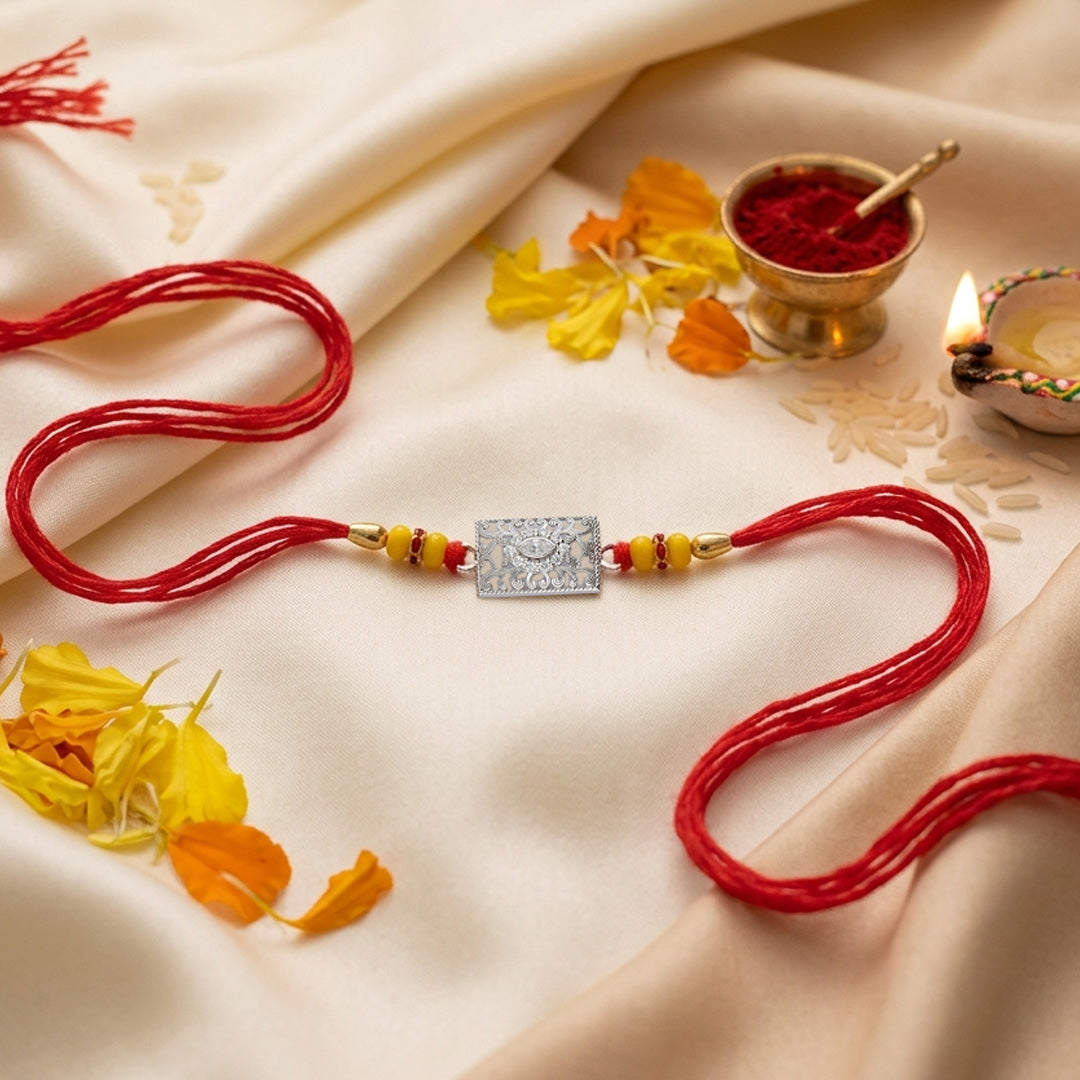PNG Jewellers Stone studded Silver Rakhi For Men's