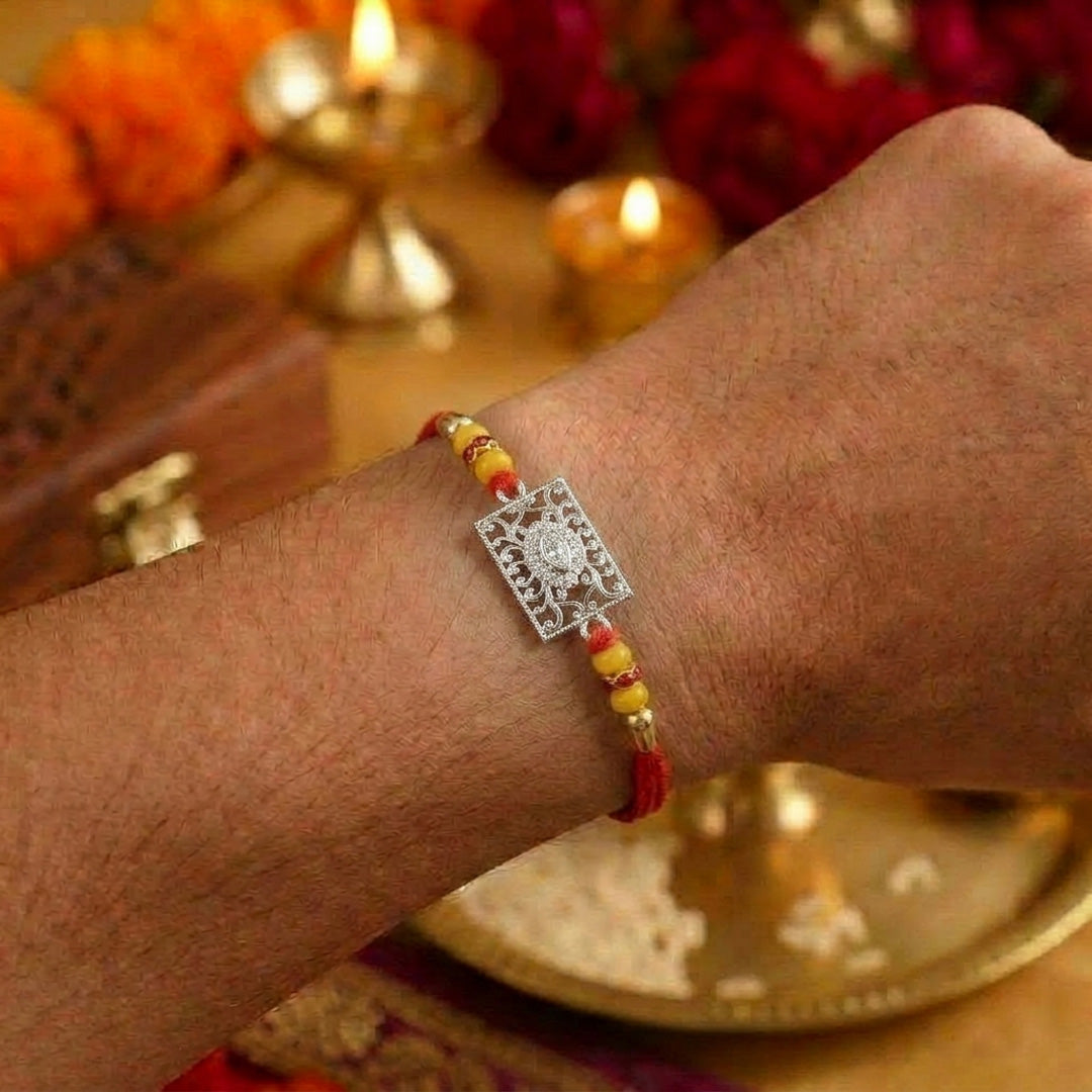 PNG Jewellers Stone studded Silver Rakhi For Men's