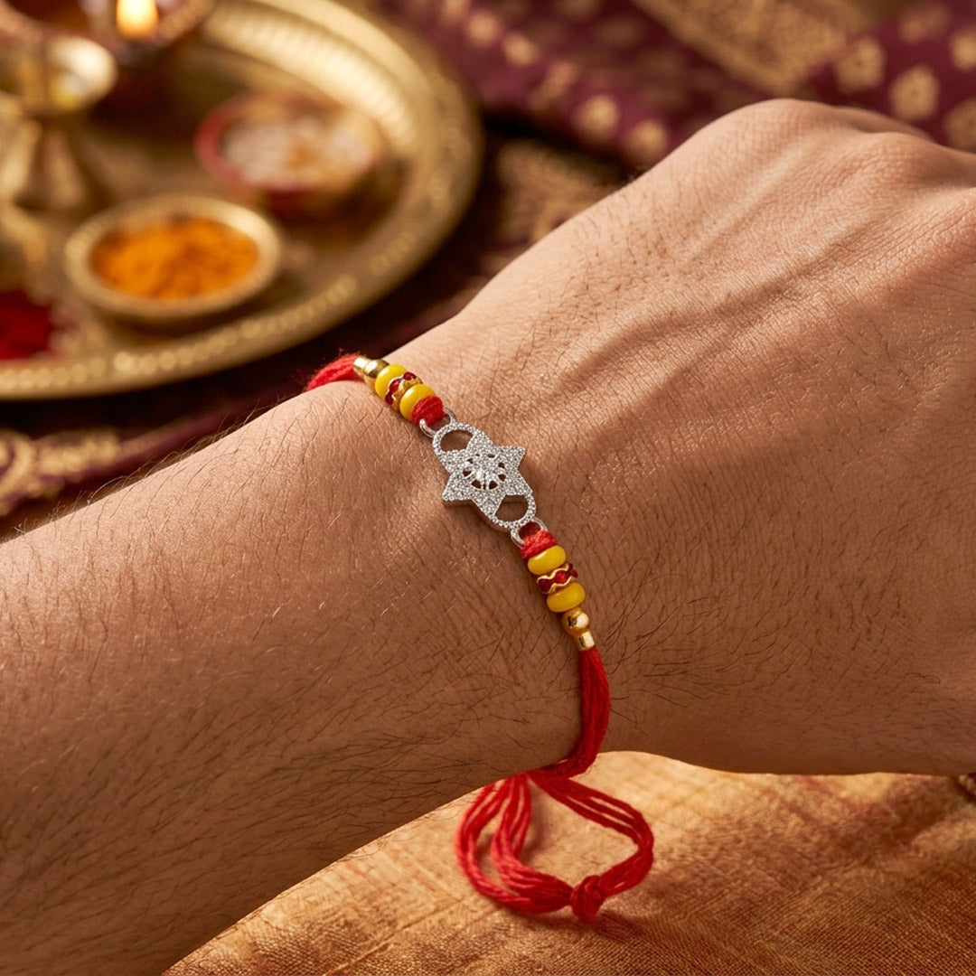 PNG Jewellers Shining Star Silver Rakhi For Men's