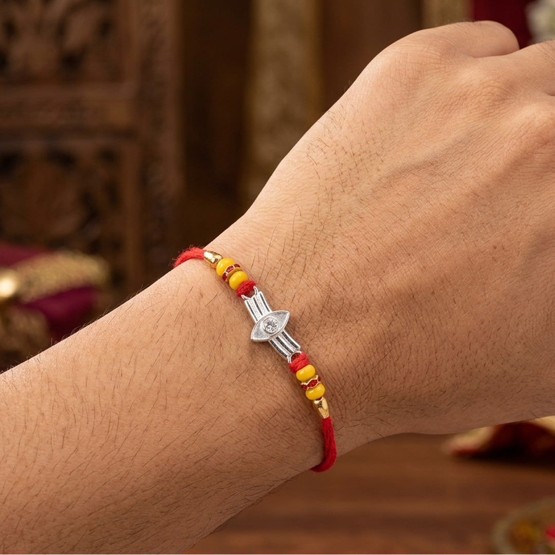 PNG Jewellers Third Eye Silver Rakhi For Men's