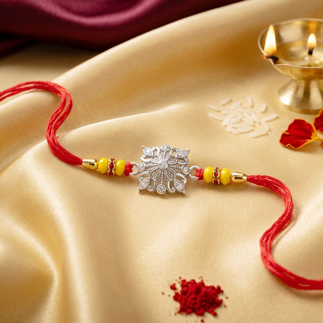 PNG Jewellers Snowflake Silver Rakhi For Men's