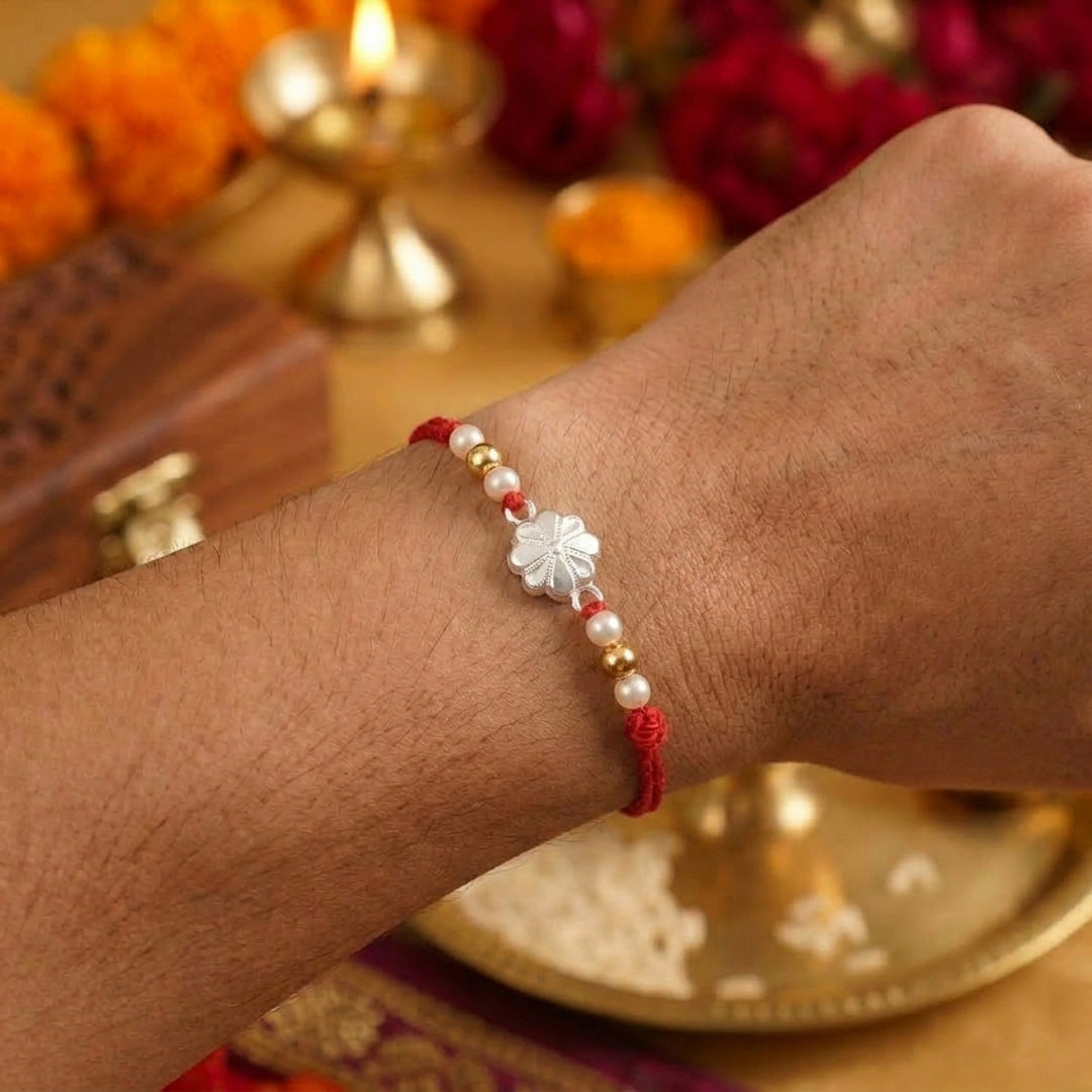 PNG Jewellers Clover Silver Rakhi For Men's