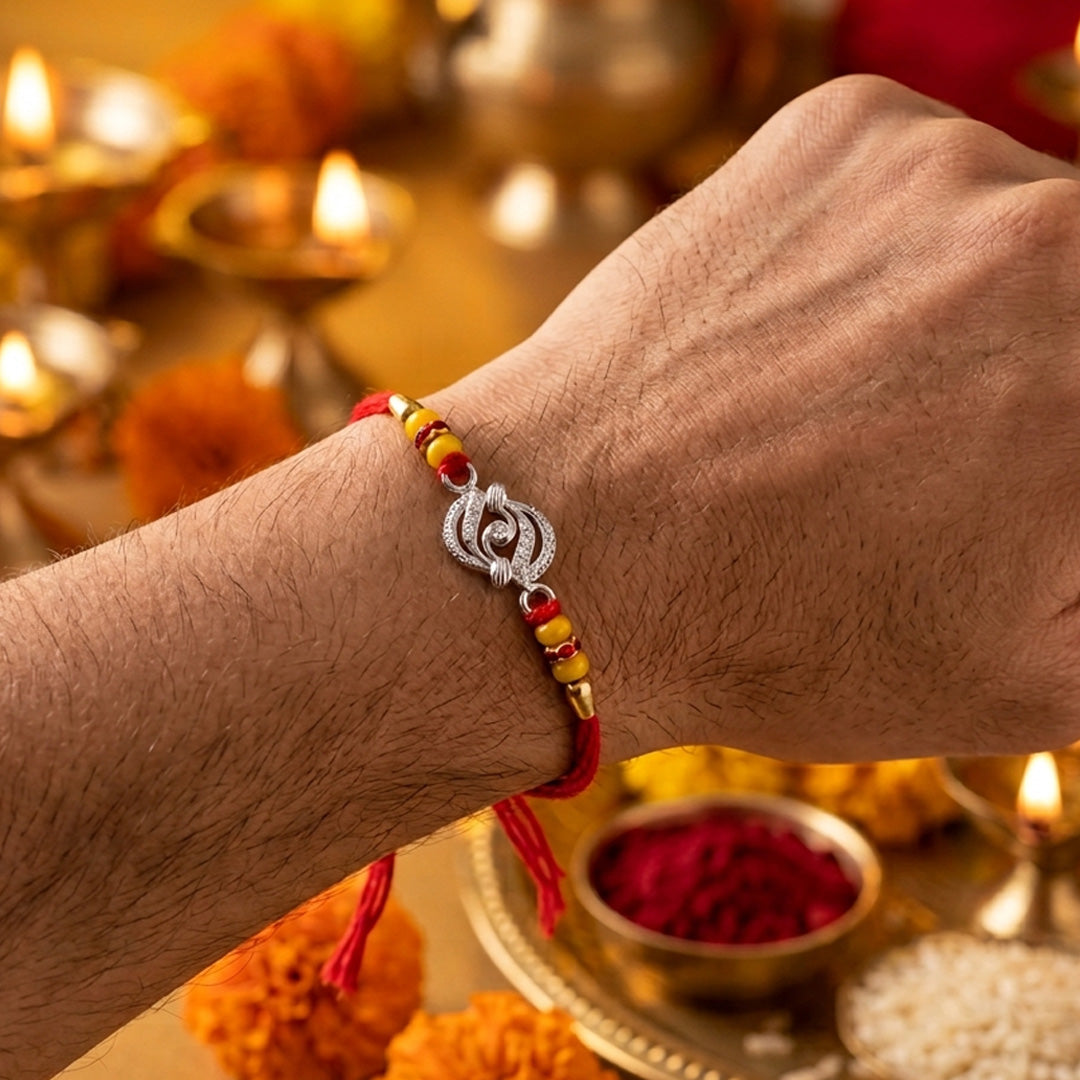 PNG Jewellers Balance Silver Rakhi For Men's