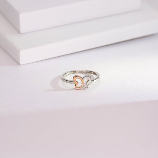 Butterfly Hearts Platinum Ladies Ring