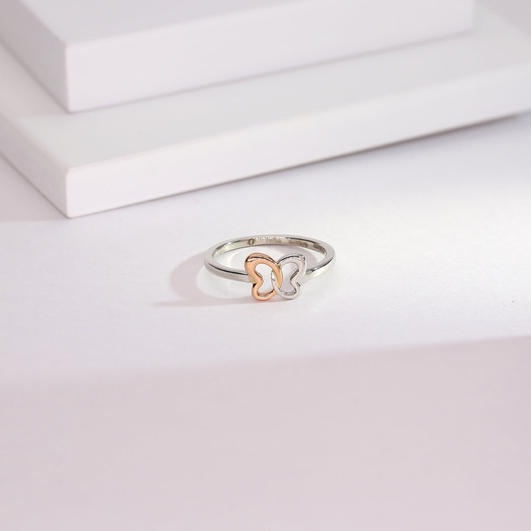 butterfly hearts platinum ladies ring