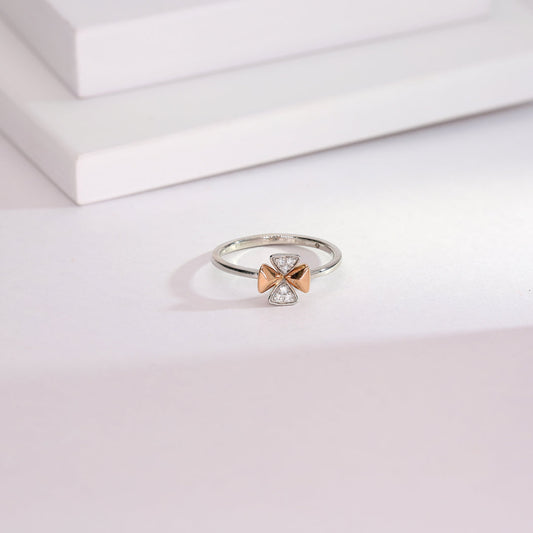 Clover Charm Platinum Ladies Ring