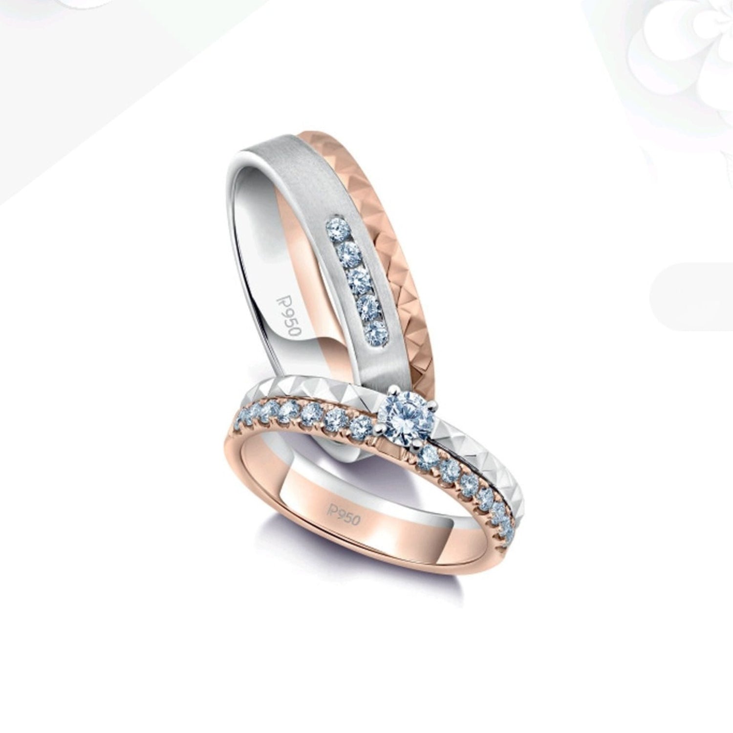 Sync Bound Platinum Couple Band Rings