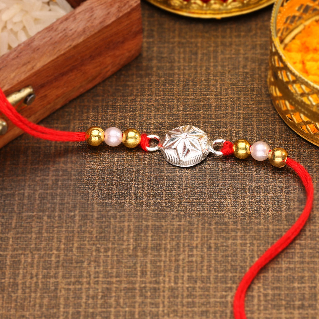 Floret Ties Silver Rakhi For Men's