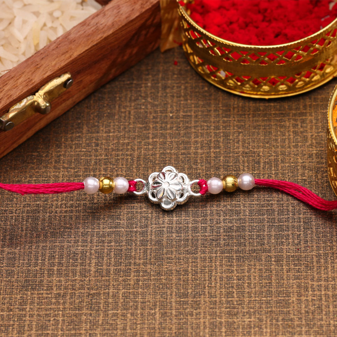 Mini Blossom Silver Rakhi For Men's