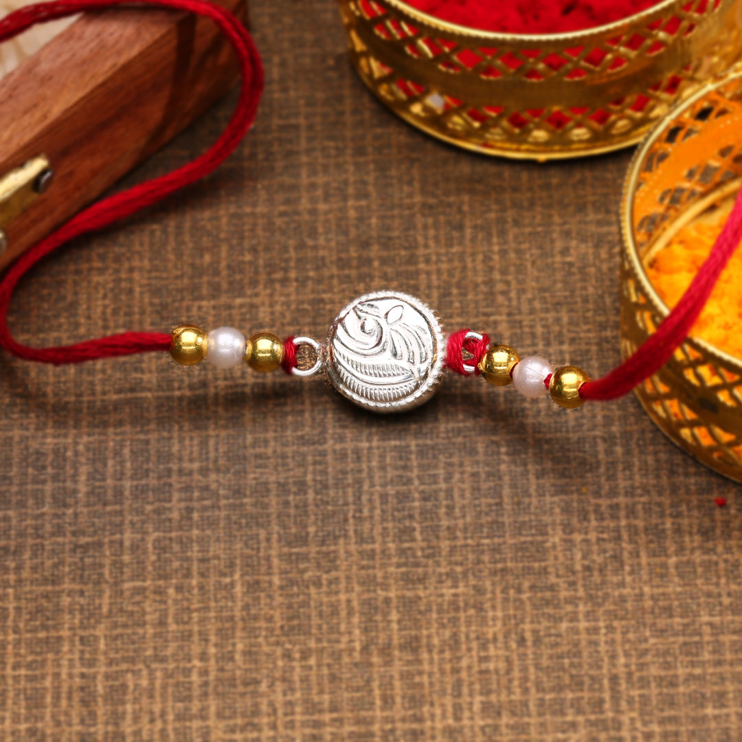 Chandi Phool Silver Rakhi For Men's
