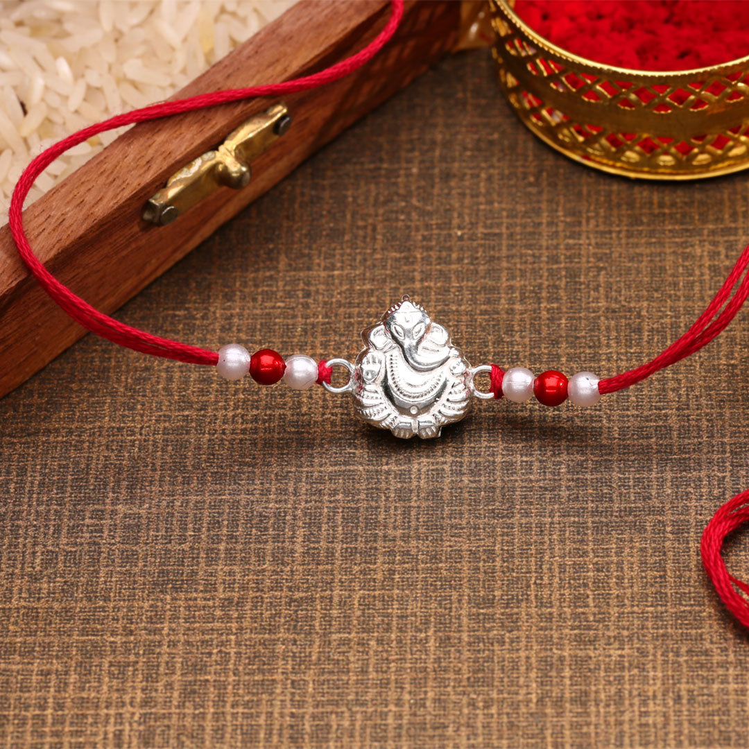 Divine Ganesh Silver Rakhi For Men's
