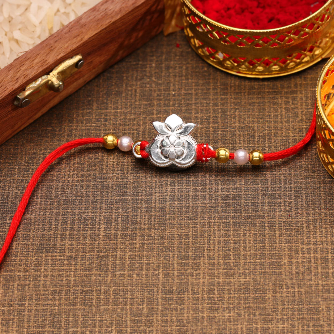 Silver Petal Silver Rakhi For Men's
