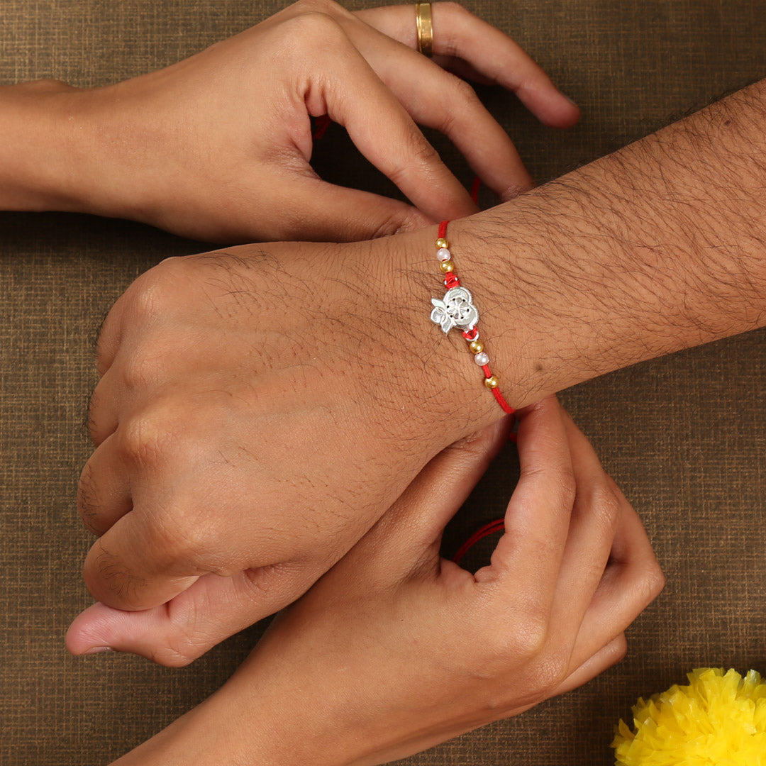 Silver Petal Silver Rakhi For Men's