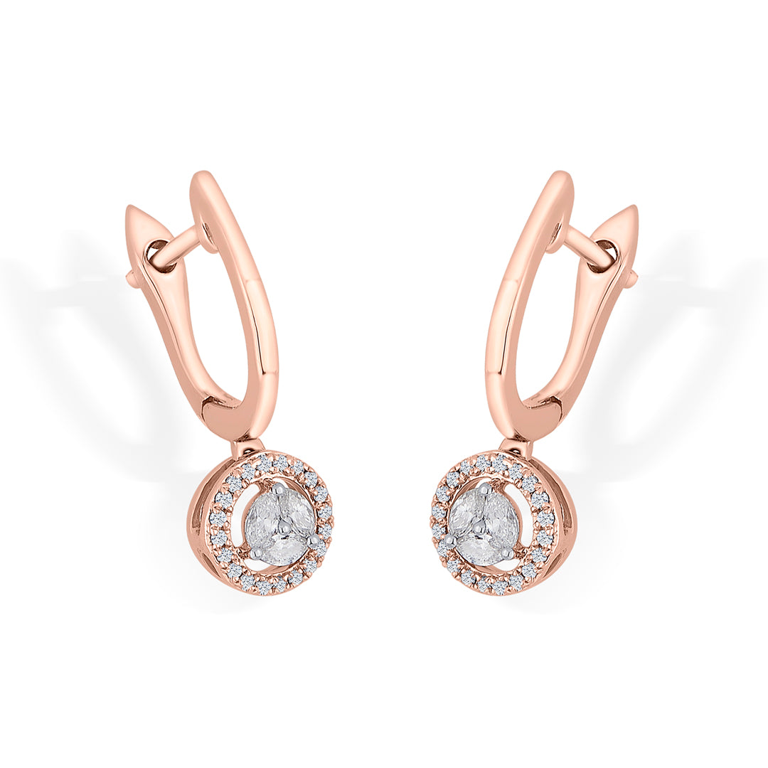 solara drop rose gold dangler earring for woman