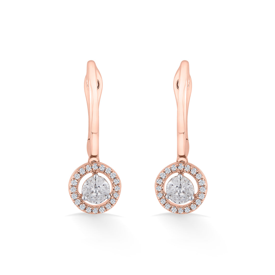 solara drop rose gold dangler earring for women
