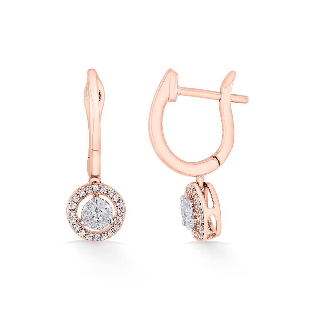solara drop rose gold dangler earring for woman