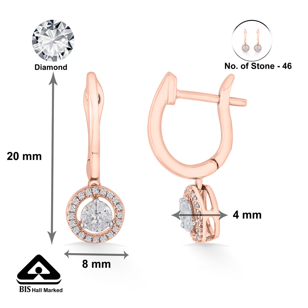 solara drop rose gold dangler earring for woman