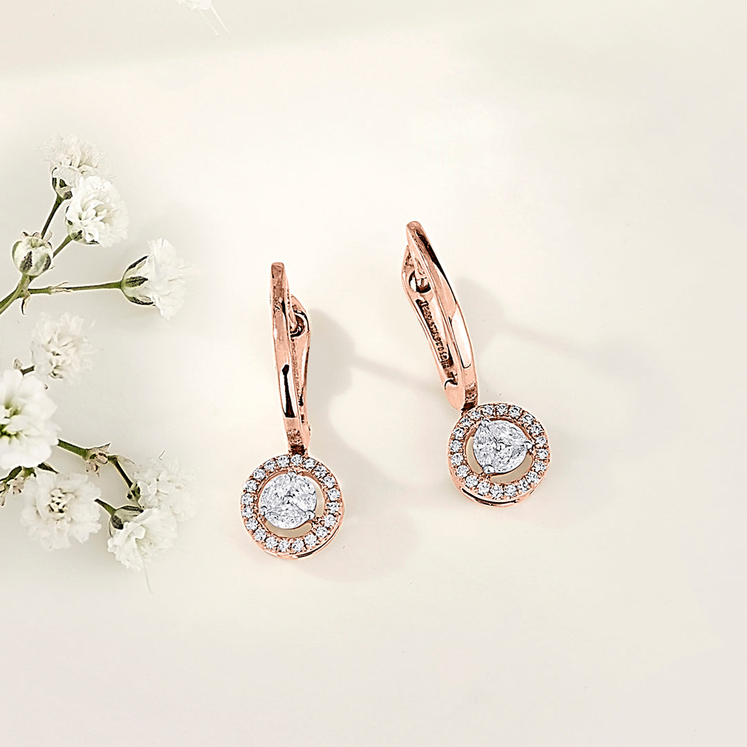 solara drop rose gold dangler earring for woman