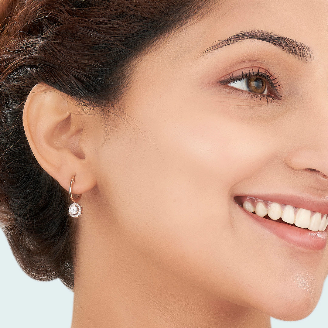 solara drop rose gold dangler earring for woman