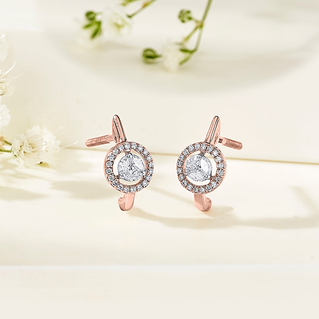 Glint Circle Rose Gold Hoops & Huggies Earring for Women