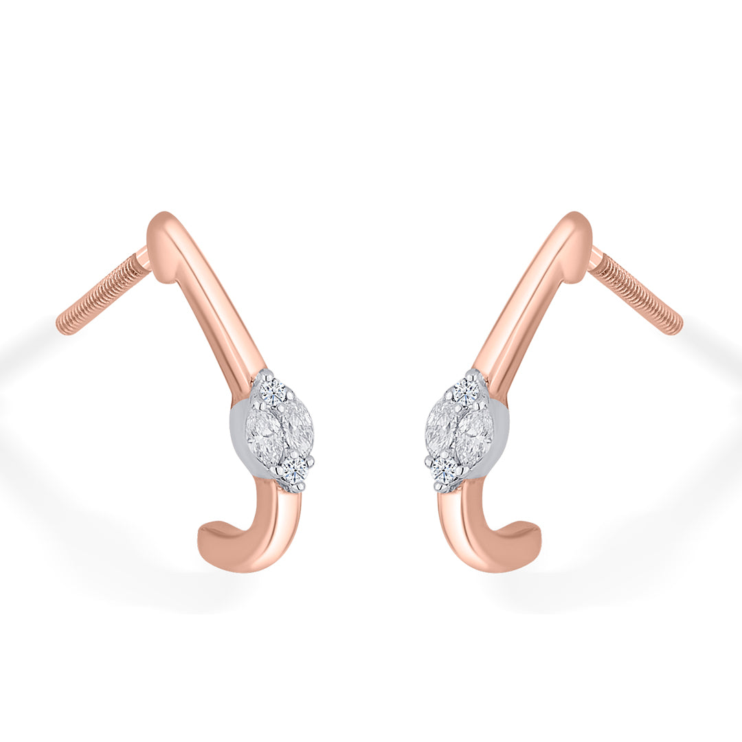 serene swirl gold stud diamond earring for woman