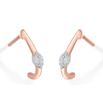 Serene Swirl Gold Stud Diamond Earring for Woman