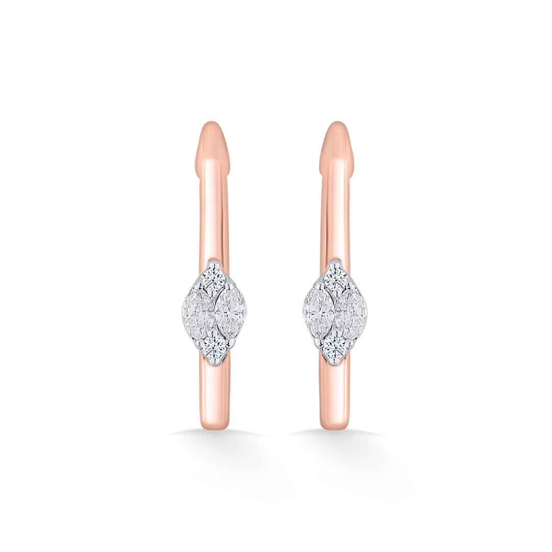 serene swirl gold stud diamond earring for women