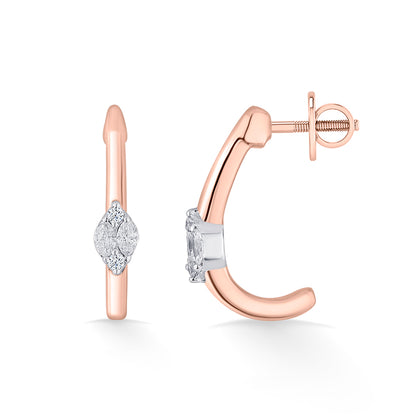 Serene Swirl Gold Stud Diamond Earring for Woman