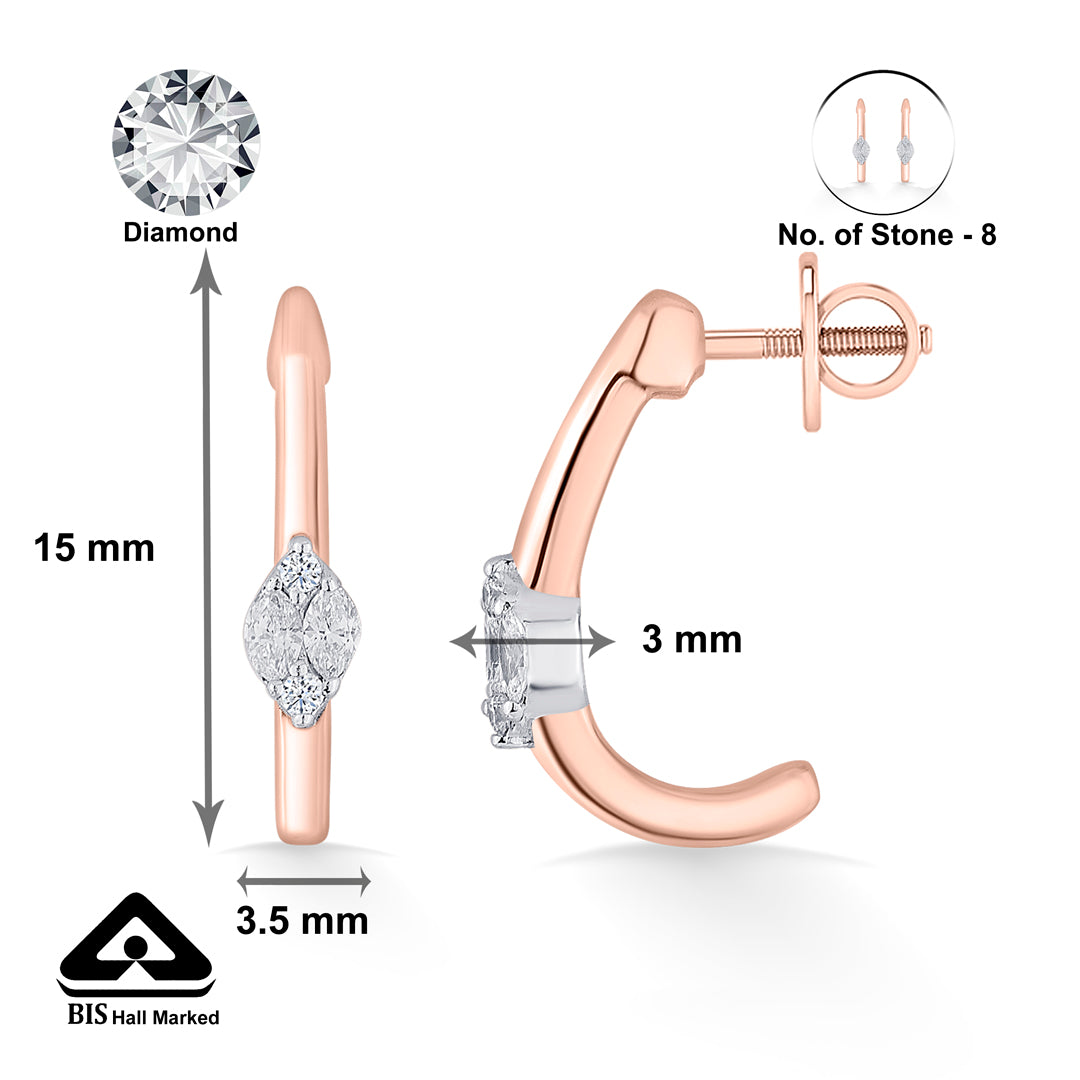 serene swirl gold stud diamond earring for woman