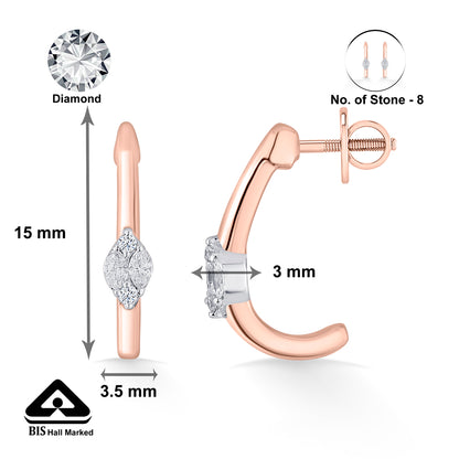 Serene Swirl Gold Stud Diamond Earring for Woman