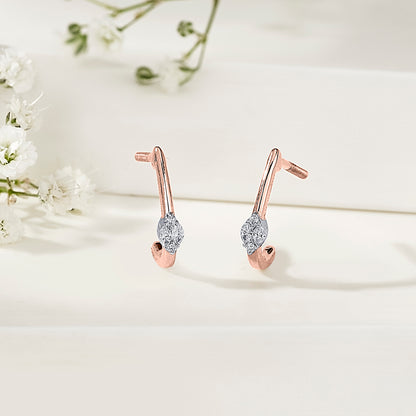 Serene Swirl Gold Stud Diamond Earring for Woman