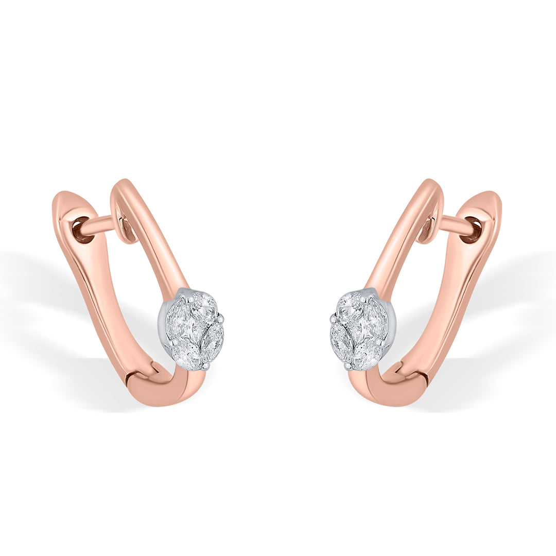 solitaire glow rose gold hoops & huggies earring for woman