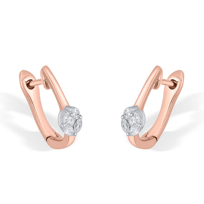 Solitaire Glow Rose Gold Hoops & Huggies Earring for Woman