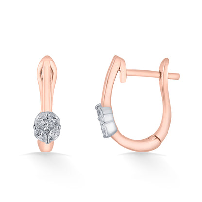Solitaire Glow Rose Gold Hoops & Huggies Earring for Woman
