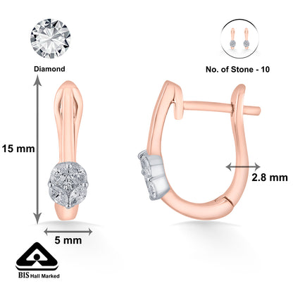 Solitaire Glow Rose Gold Hoops & Huggies Earring for Woman