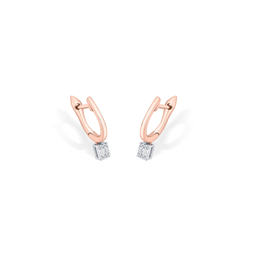 gleam point rose gold hoops & huggies earring for woman