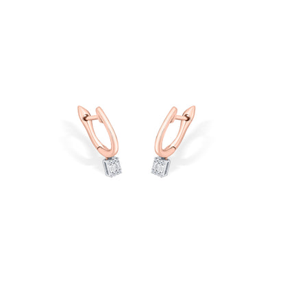 Gleam Point Rose Gold Hoops & Huggies Earring for Woman