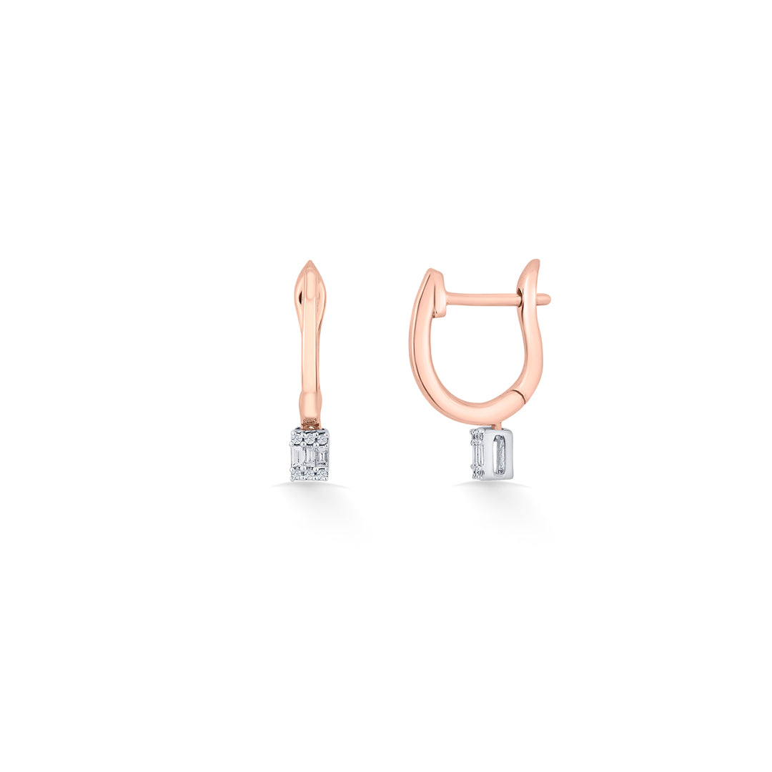 gleam point rose gold hoops & huggies earring for woman