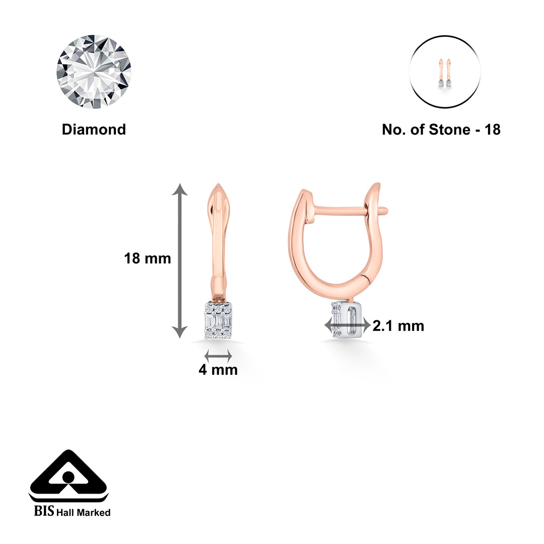 gleam point rose gold hoops & huggies earring for woman