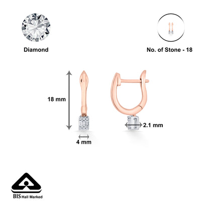 Gleam Point Rose Gold Hoops & Huggies Earring for Woman