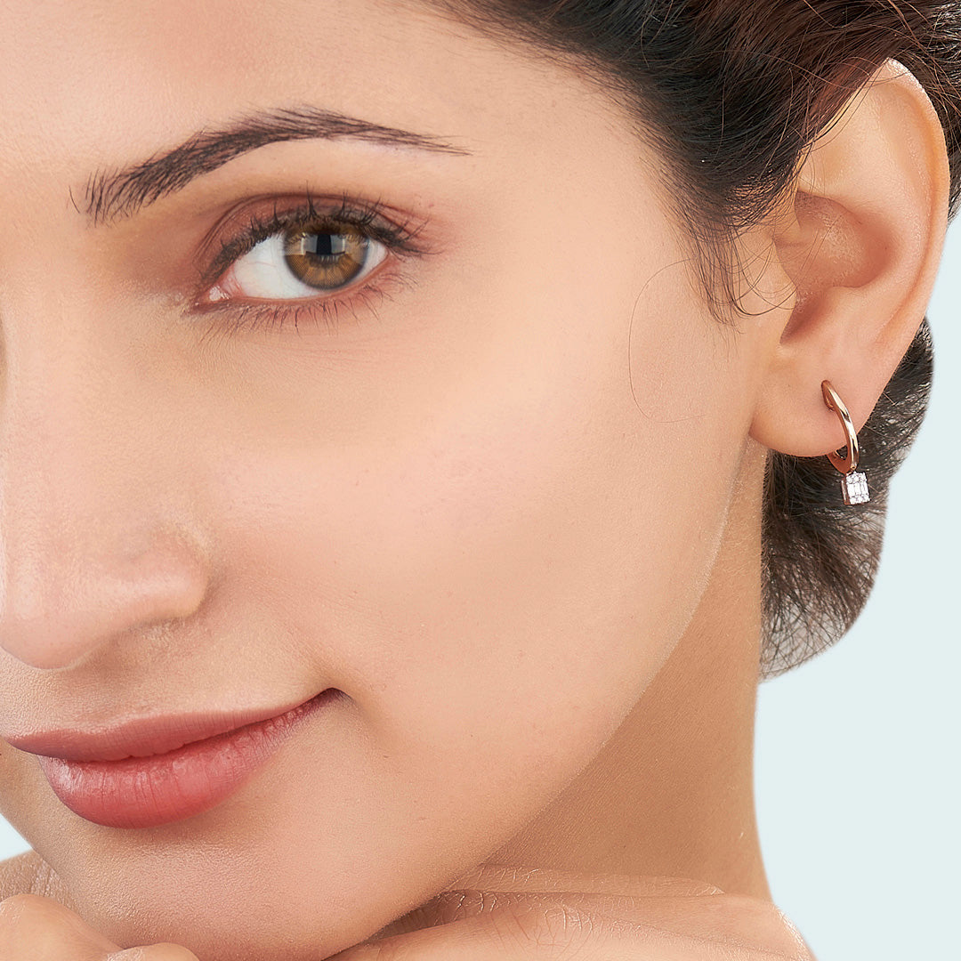 Gleam Point Rose Gold Hoops & Huggies Earring for Women