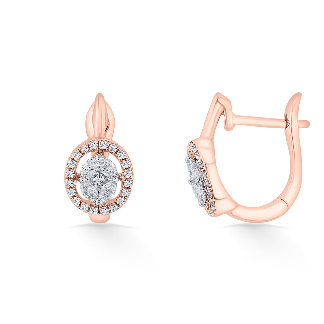 orbelle charm rose gold hoops & huggies earring for woman